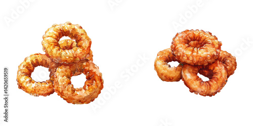 fried calamari watercolor vector illustration