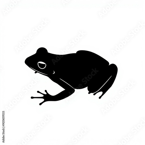 Silhouette of a frog on white background