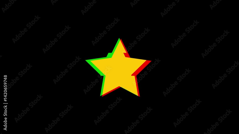 Star icon symbol with glitches and distortion effects animation on a black background Star icon symbol with glitches and distortion effects animation on a black background