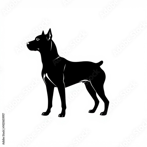 Silhouette of a standing doberman dog