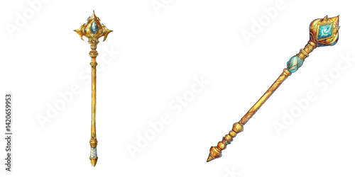 golden scepter watercolor vector illustration