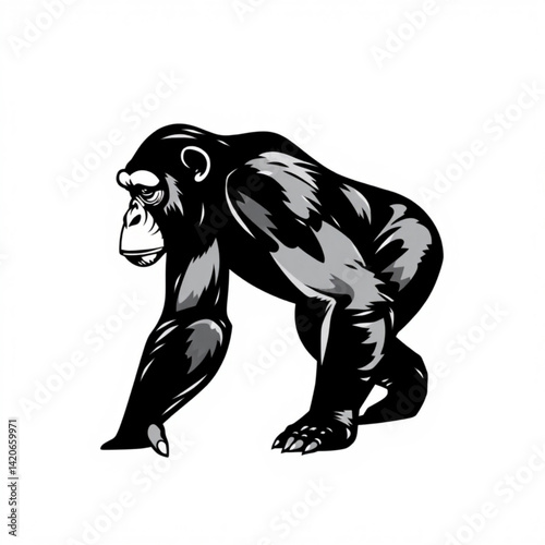 Illustration of a gorilla walking slowly