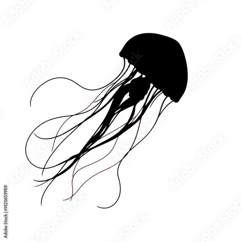 Silhouette of a black jellyfish art