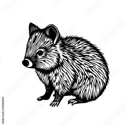 Monochrome illustration of a peccary