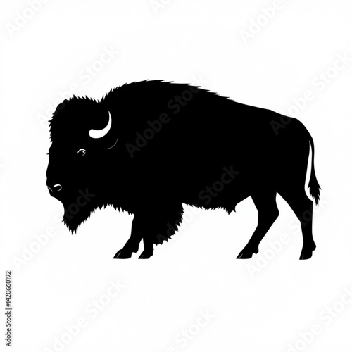 Silhouette of a standing bison animal