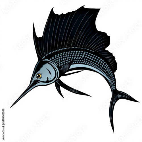 Illustration of a black sailfish art
