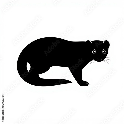 Silhouette of a black weasel animal