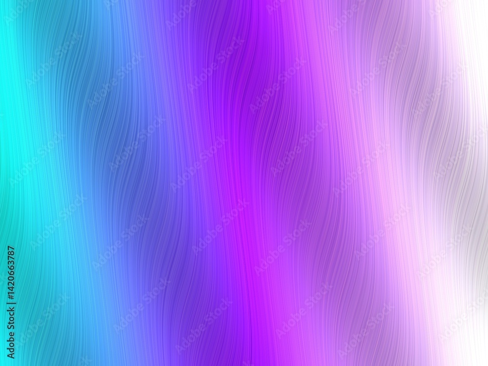 Fototapeta premium An abstract background with a gradient blend of turquoise, purple, and white. Subtle wavy lines create a soft, flowing texture.