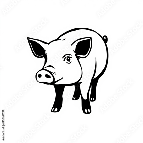 Illustration of a standing piglet art