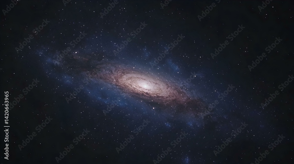 Fototapeta premium Stunning spiral galaxy in deep space, cosmic background, stars, nebula, astronomical photography.