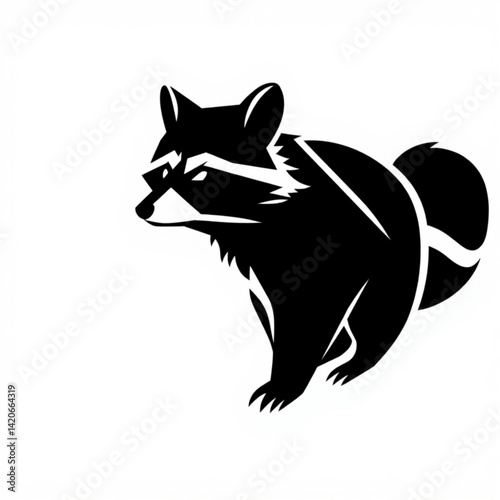 Stylized black raccoon illustration
