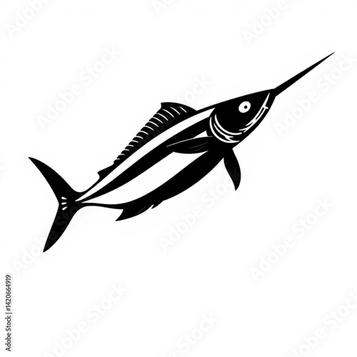 Stylized black marlin fish illustration