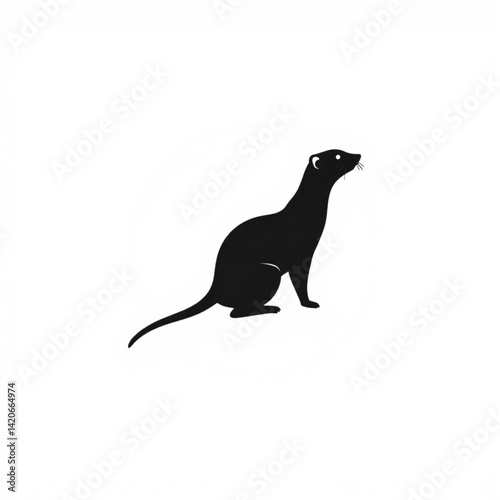 Silhouette of a weasel looking up high