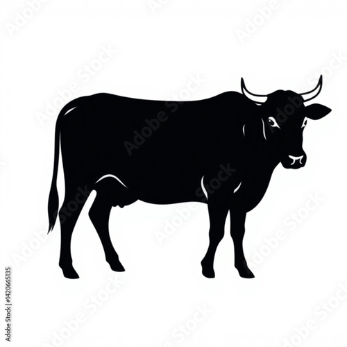 Silhouette of a standing black cow