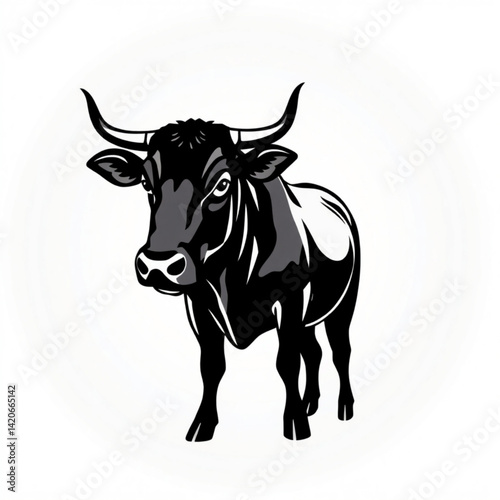 Illustration of a black and gray bull