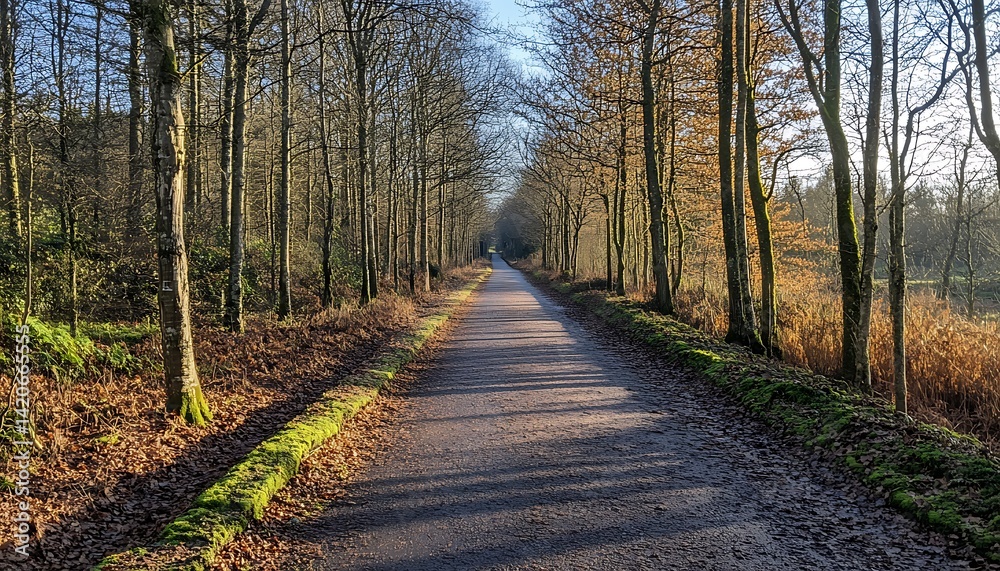 Obraz premium Winter forest road path nature