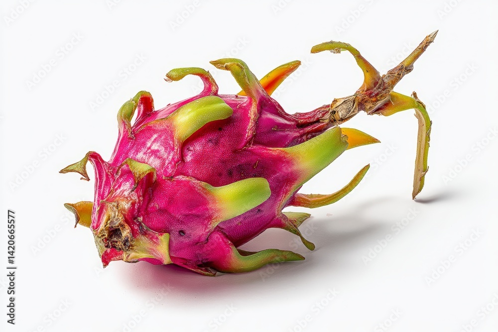 studio photo of a single dragon fruit on a white background, isolated studio photo of a single dragon fruit on a white background, isolated