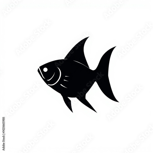 Silhouette of a fish on white background