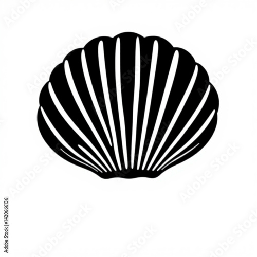 Stylized black and white sea shell