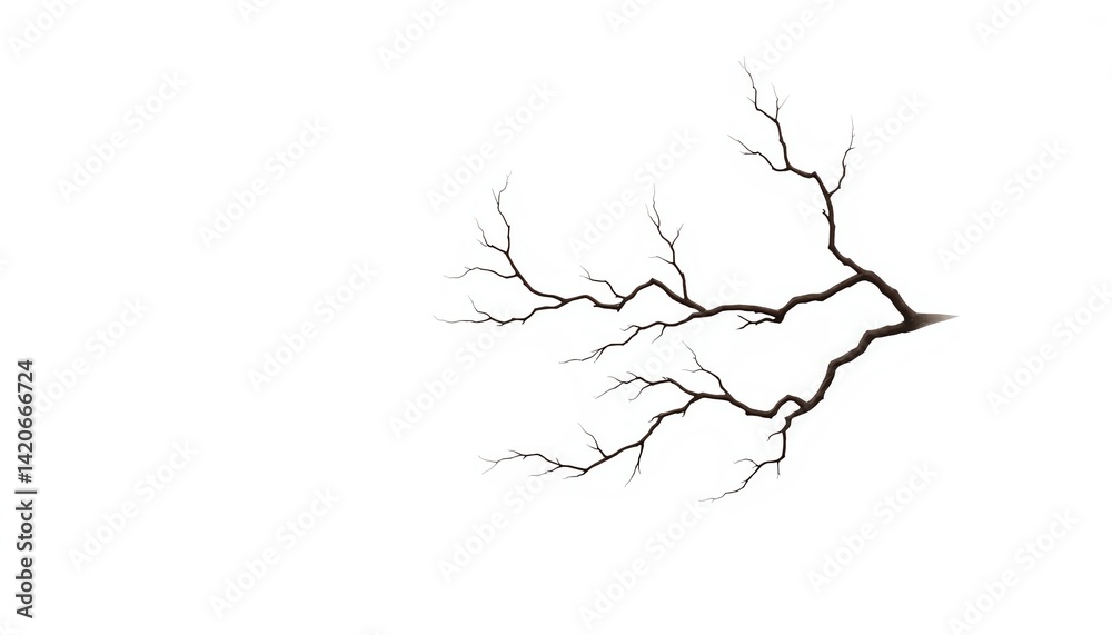 Fototapeta premium A minimalist branch with intricate, bare twigs.