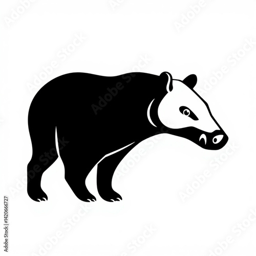 Stylized black and white tapir art