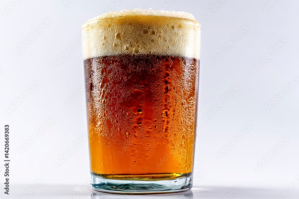 High quality studio photo of an artisan beer in a glass, isolated on white, ideal for beverage or luxury drink concepts. High quality studio photo of an artisan beer in a glass, isolated on white, ideal for beverage or luxury drink concepts.