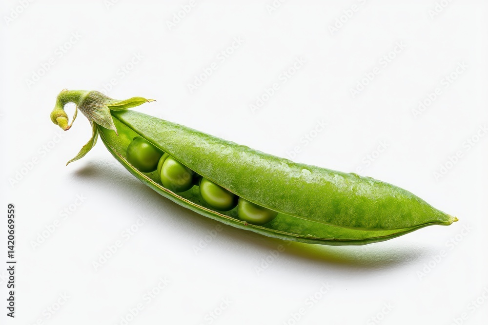 studio photo of a fresh pea on a white background, high-resolution