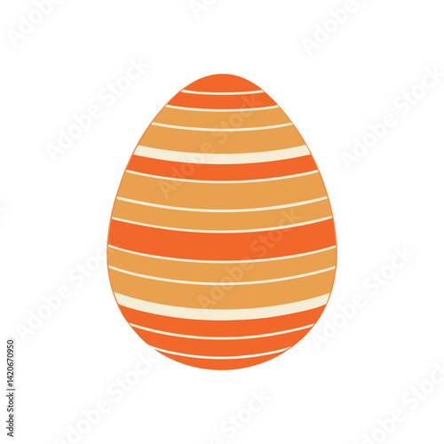 Orange and Beige Easter Egg with Intricate Geometric Patterns