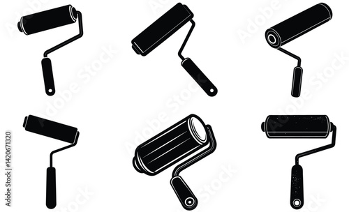 Lint roller silhouette black vector art design on white background