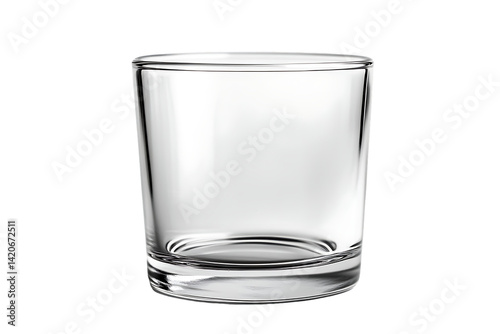 Wallpaper Mural Clear Cylindrical Drinking Glass, Reflective Surface, Isolated on White. Torontodigital.ca