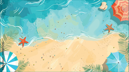Soft Pastel Abstract Line Art Summer Illustration