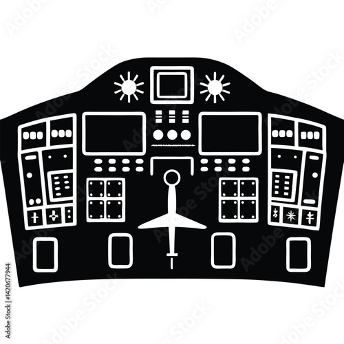 isolated airplane cabin controls on white backgrou