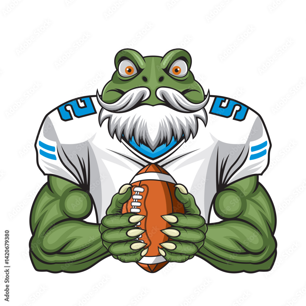 Obraz premium american football mascot vector illustration frog sport design