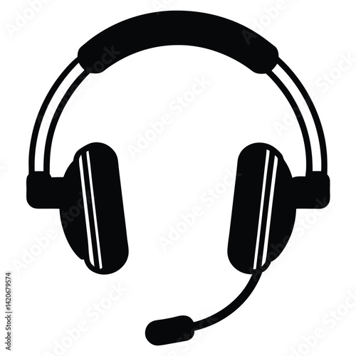 isolated aviation headset mic on white background