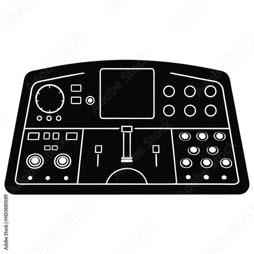 isolated cockpit switches panel on white backgroun