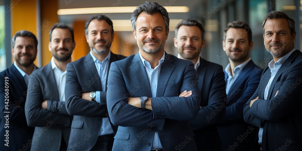 Confident Business Team Standing Together in Office Confident Business Team Standing Together in Office