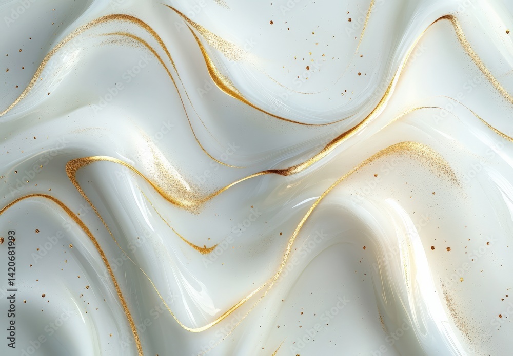 Fototapeta premium Elegant abstract waves with golden accents create a luxurious and flowing artistic design.