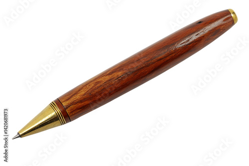 Wallpaper Mural Polished wooden pen with brass accents, isolated on white, writing instrument. Torontodigital.ca