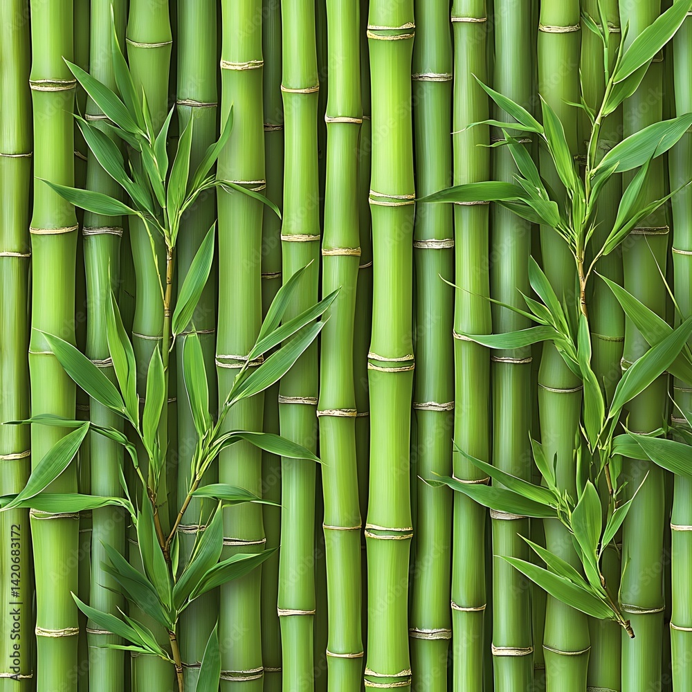 Fototapeta premium Vibrant Green Bamboo Forest Texture Background