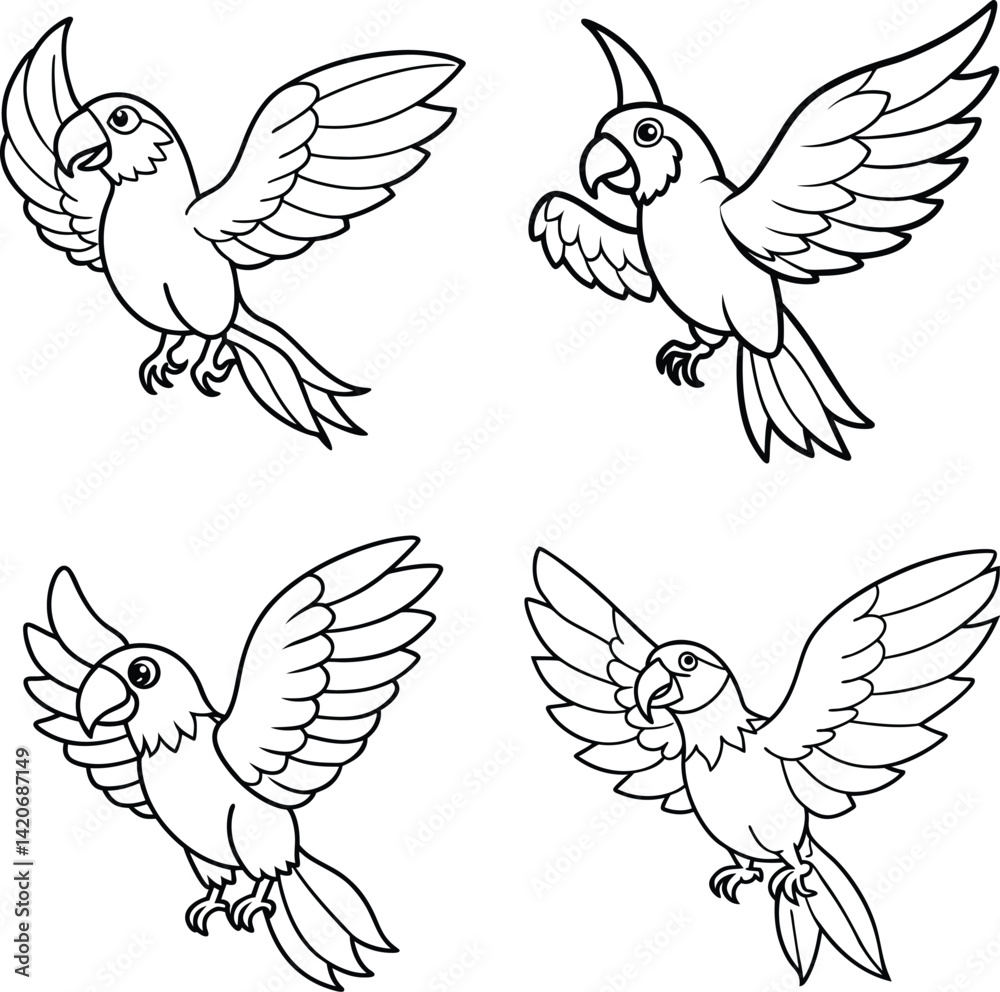 Obraz premium Cute and Wild Animal Coloring Page Bundle for Kids and Adults.