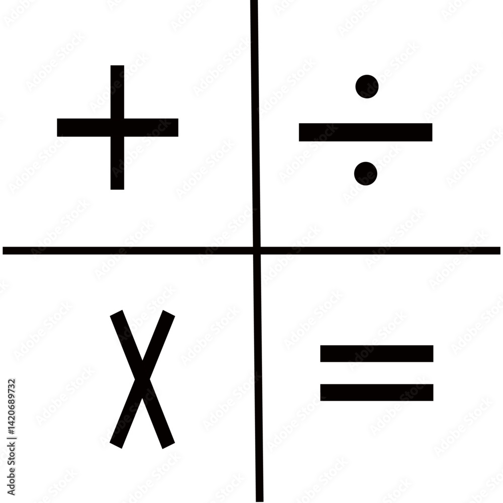 Obraz premium mathematics icon set arithmetic plus minus equal multiplication and division . isolated vector math symbols.
