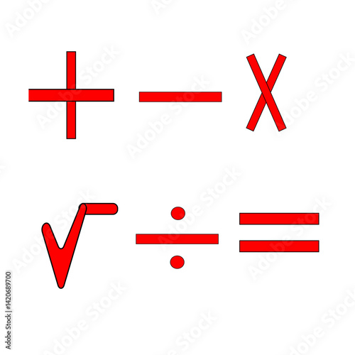 Math symbols basic arithmetic icon set vector illustration