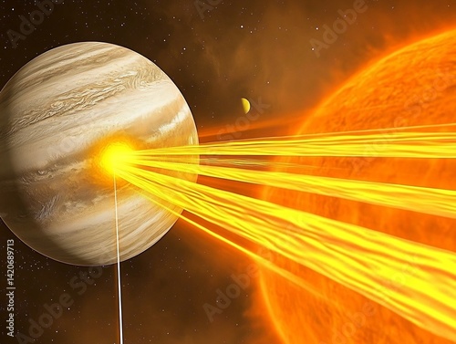 glowing visualization of heliosphere extending