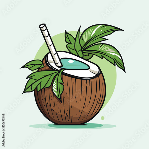 Hand-Drawn Coconut Beverage Vectors