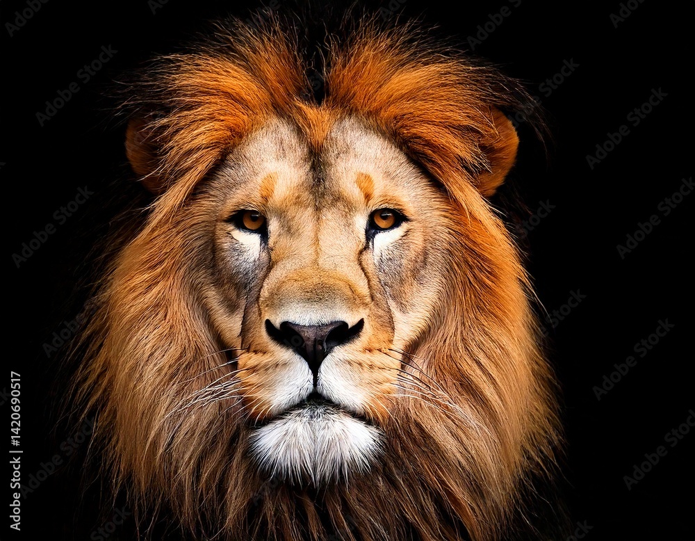Naklejka premium lion head on black, AI generated 