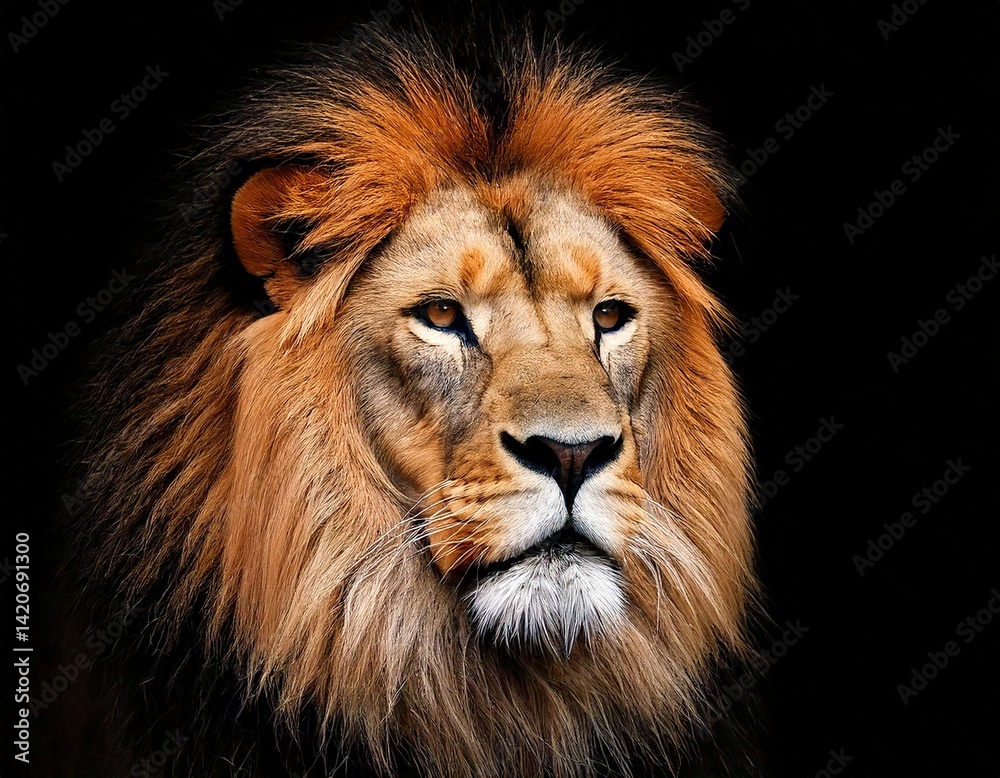 Naklejka premium lion head on black, AI generated 