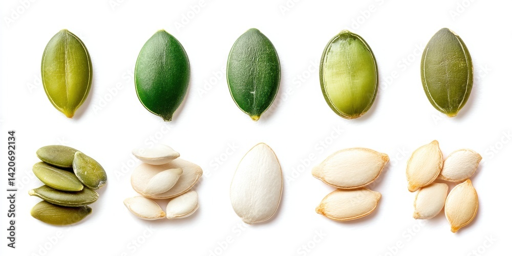 Assorted mixed nuts including almonds, walnuts, and hazelnuts spread on a clean white surface.