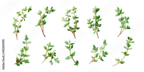 Close-up of vibrant green plants arranged on a clean white surface with natural lighting.