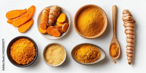 Multiple bowls filled with assorted dishes arranged on a wooden table, overhead view, natural lighting.