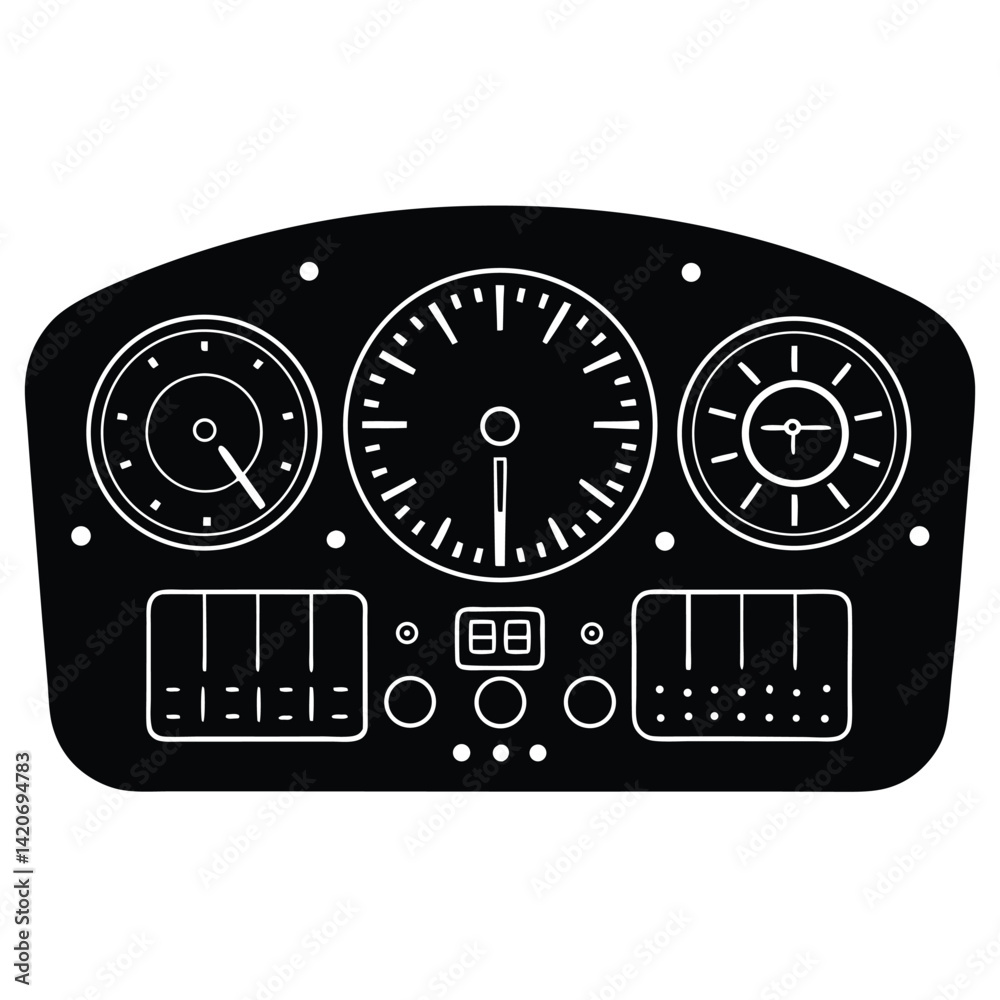 Fototapeta premium Isolated Flight Instruments Panel On White Background